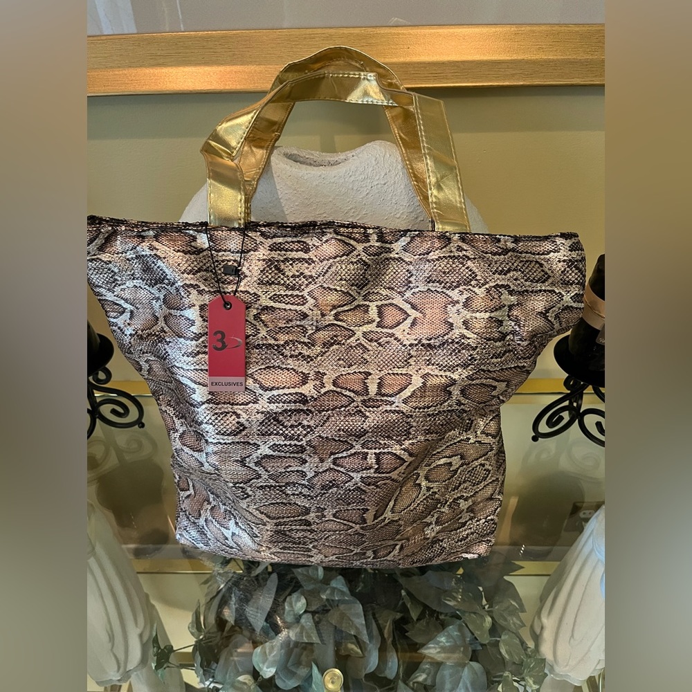 Faux Snakeskin Tote Bag